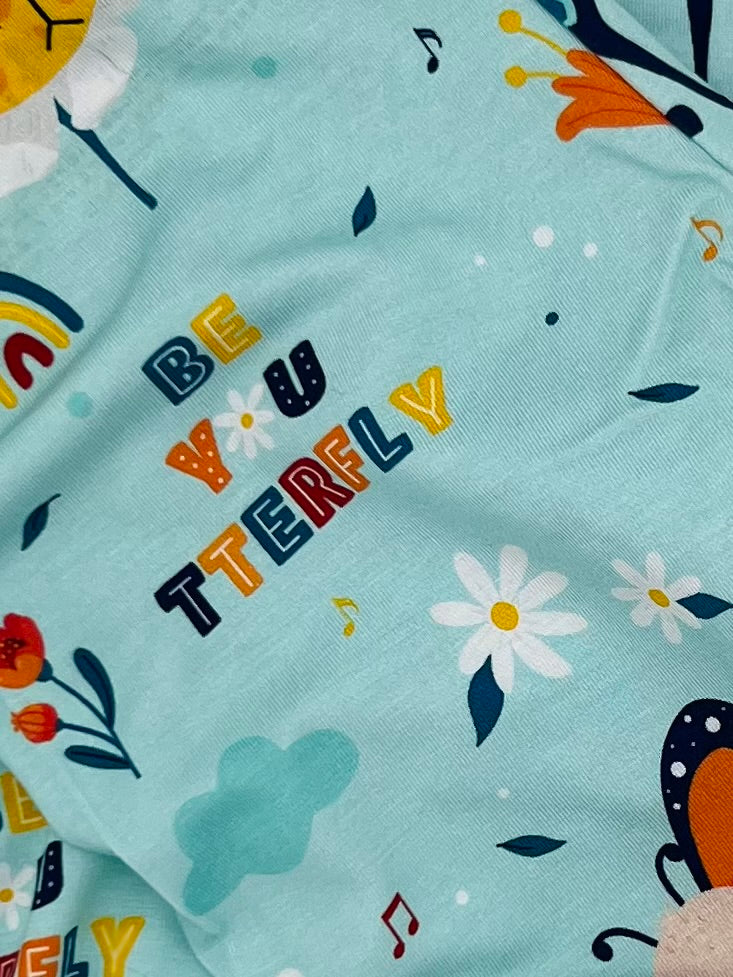 Bodhi the Butterfly themed print on bamboo kids pajamas